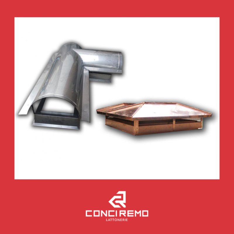 Cappa camino per comignolo ad angolo in acciaio inox