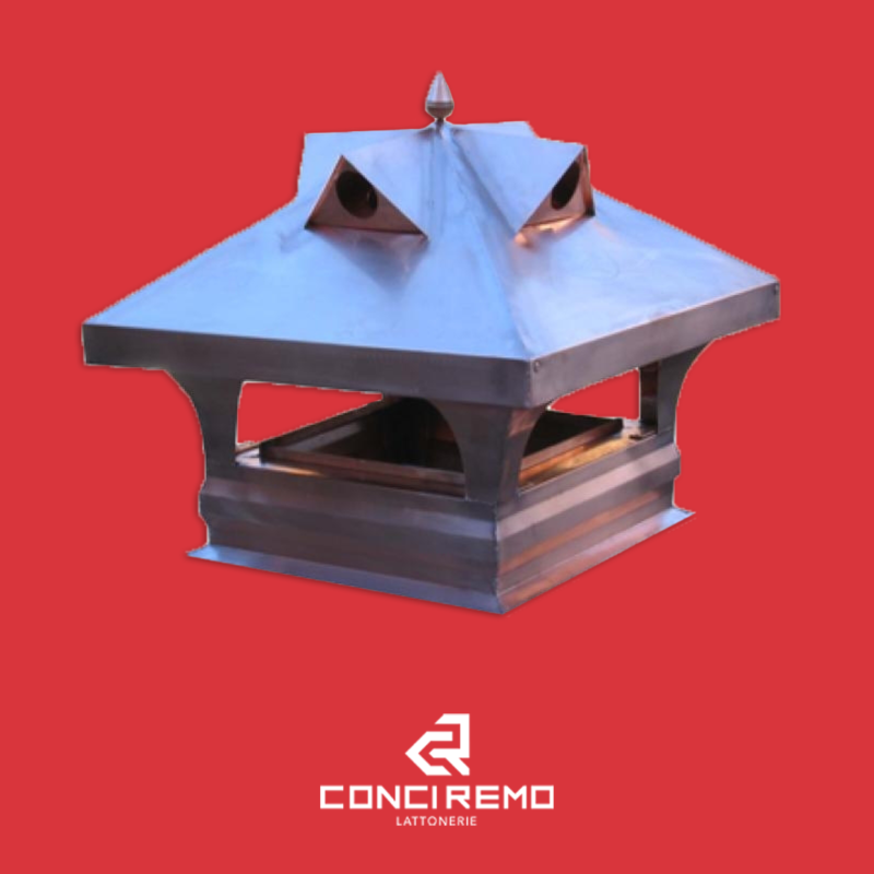 Cappa per comignolo a piramide particolare in rame