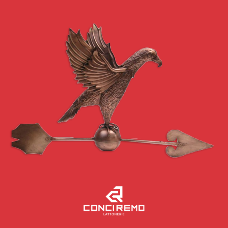 Aquila cesellata a mano Rame