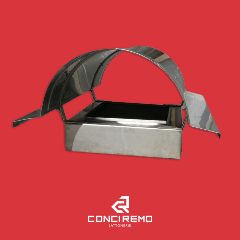 Cappa per comignolo tonda con cornice liscia in acciaio inox